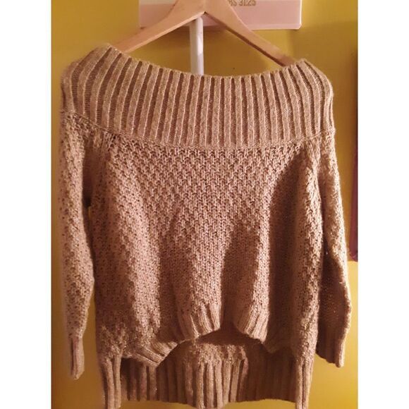 💝Juicy Couture 👑 Gold Shimmer Boatneck Cropped Knit Sweater XS - Picture 1 of 2